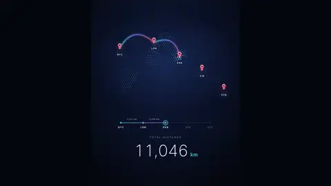 Claude Opus 5.5, Raw API (one-shot): Flight route map