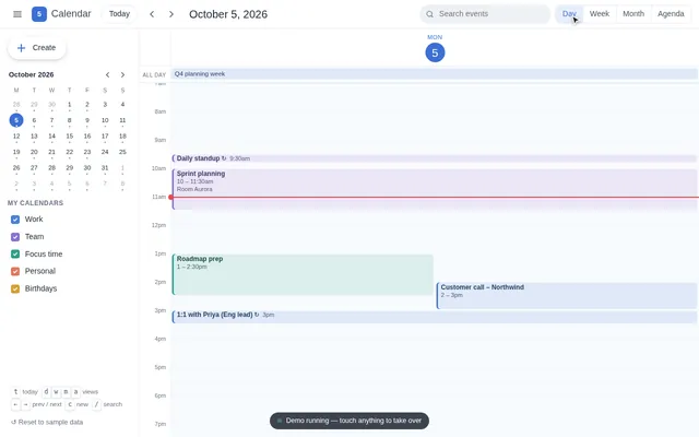 Claude Sonnet 5.5, Claude Code: Calendar planner