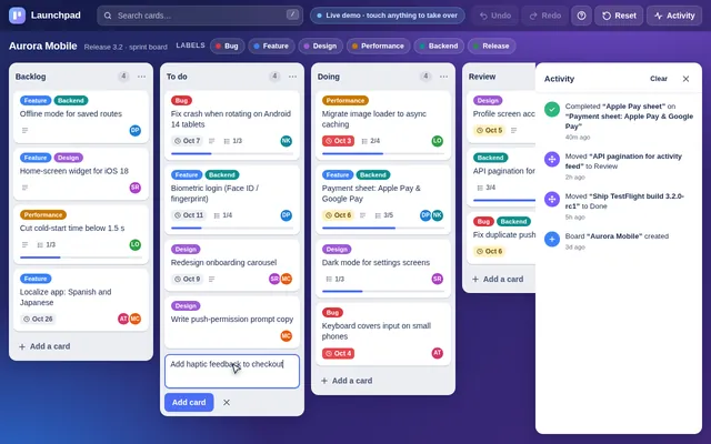 Claude Sonnet 5.5, Claude Code: Kanban board