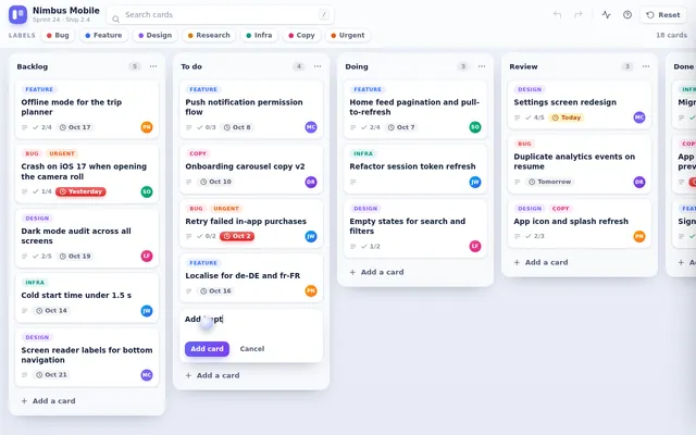 DeepSeek V4.1 Flash, OpenCode: Kanban board