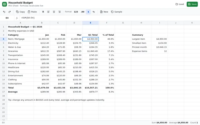 Appclone spreadsheet