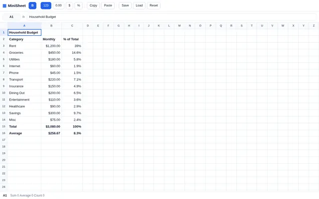 Appclone spreadsheet