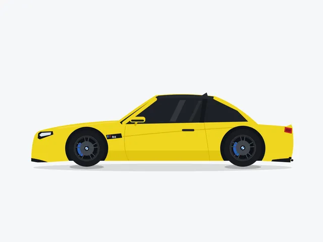 GLM-5.3, Claude Code: BMW M4 Competition, side view (flat vector)