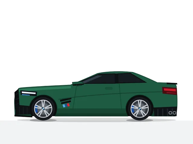 MiMo V2.6 Flash, Cline CLI: BMW M4 Competition, side view (flat vector)