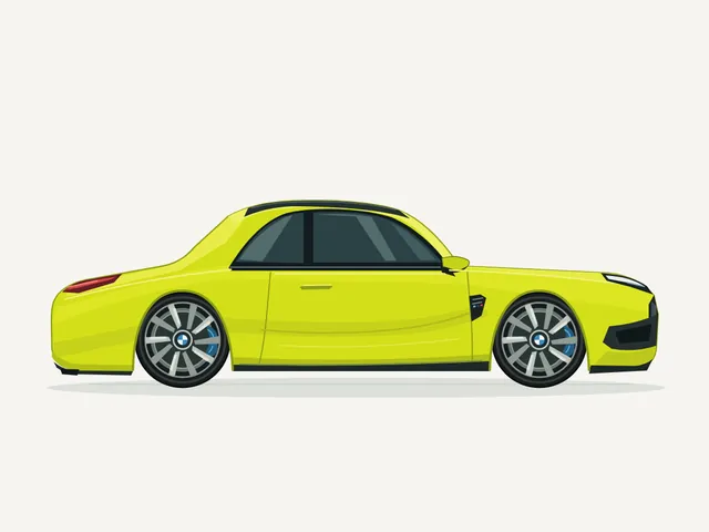 GPT-6 Sol, Codex CLI: BMW M4 Competition, side view (flat vector)
