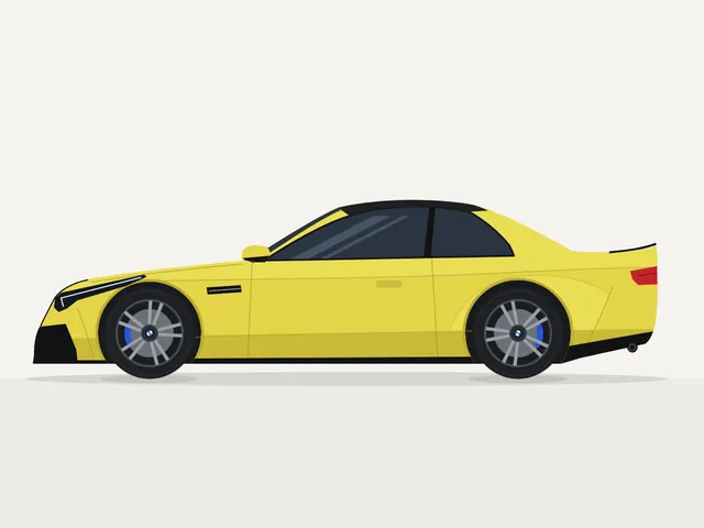 Claude Fable 5.1, OpenCode: BMW M4 Competition, side view (flat vector)