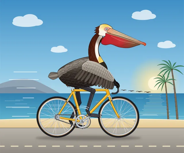 Claude Opus 5.5, Claude Code: California brown pelican riding a bicycle (detailed spec)