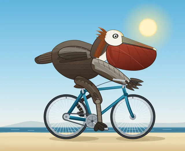 DeepSeek V4.1 Flash, Cline CLI: California brown pelican riding a bicycle (detailed spec)