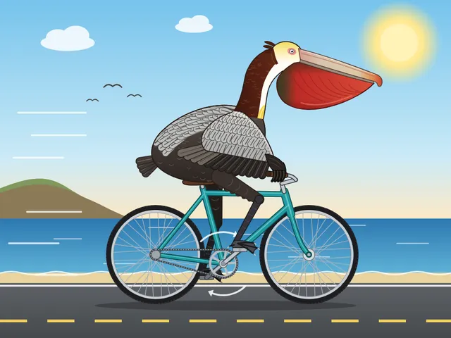Claude Opus 5.5, Pi + skills kit: California brown pelican riding a bicycle (detailed spec)