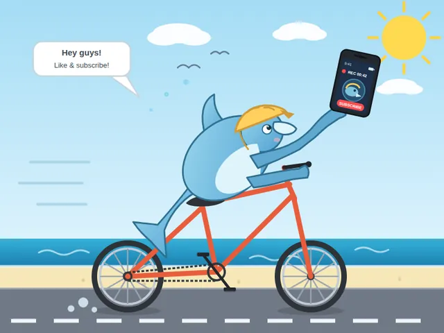 GLM-5.3, OpenCode: Dolphin vlog bicycle