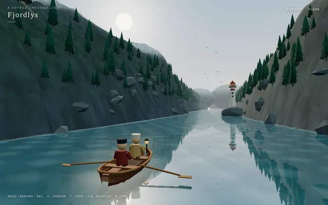 Fjord scene (Three.js)