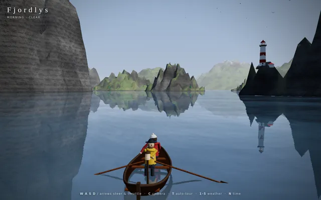 Fjord scene (Three.js)