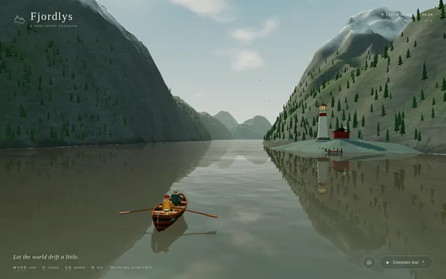 Fjord scene (Three.js)
