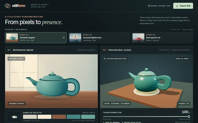 GPT-6 Sol, Codex CLI: Image to procedural threejs scene