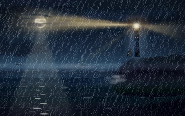 GLM-5.3, OpenCode: Lighthouse on a headland at night