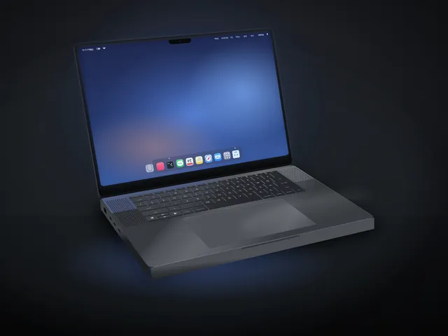 GLM-5.3, OpenCode: MacBook Pro 16" realistic 3D render (Playcode benchmark)