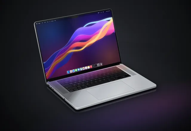 Claude Opus 5.5, OpenCode: MacBook Pro 16" realistic 3D render (Playcode benchmark)