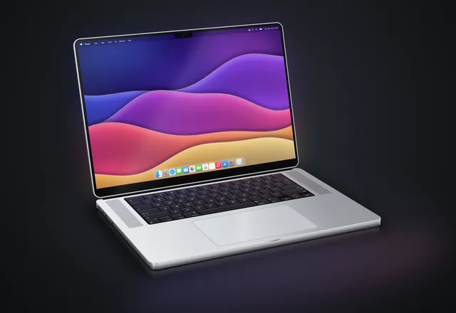 Claude Opus 5.5, OpenCode: MacBook Pro 16" realistic 3D render (Playcode benchmark)
