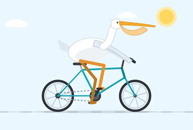 Kimi K3's output for Animated pelican riding a bicycle (SMIL/CSS)