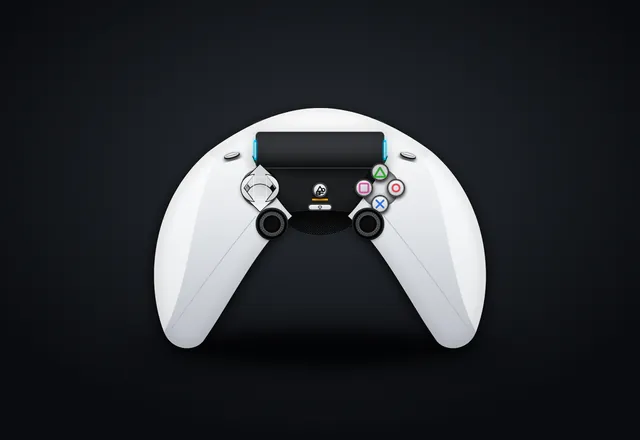 DeepSeek V4 Pro, Raw API (one-shot): DualSense controller, max fidelity