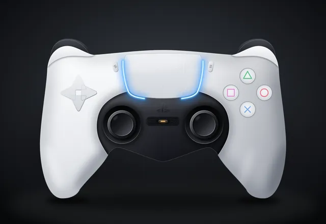Claude Fable 5.1, Raw API (one-shot): DualSense controller, max fidelity
