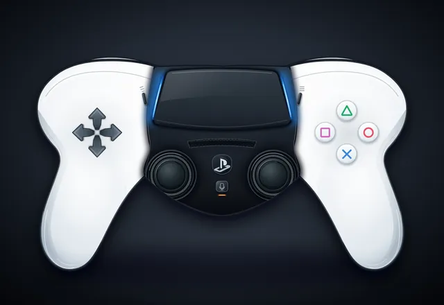 GPT-6 Sol, Raw API (one-shot): DualSense controller, max fidelity