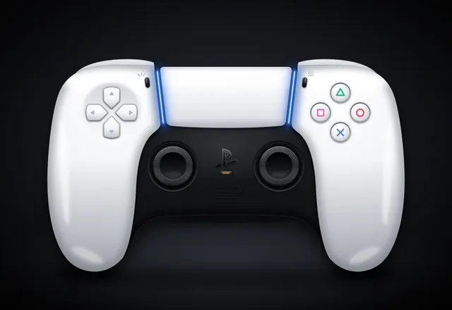 Claude Opus 5.5, Raw API (one-shot): DualSense controller, max fidelity