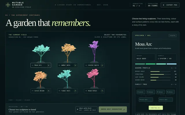 Threejs evolving art garden