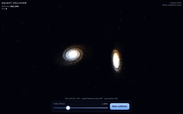 Claude Sonnet 5.5, Claude Code: Gpgpu galaxy collision