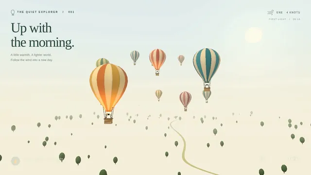 GPT-6 Astra, Raw API (one-shot): Hot air balloon festival over rolling fields (Three.js)