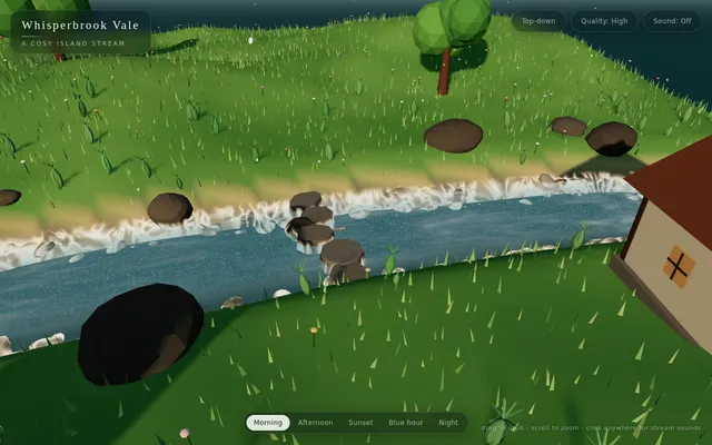 Threejs island stream diorama