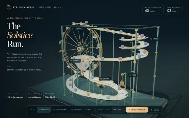 Threejs marble run machine