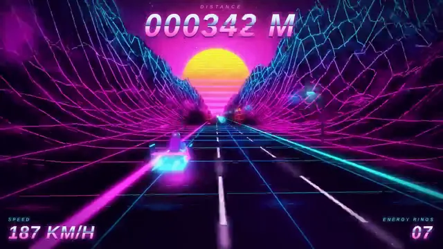 Claude Sonnet 5.5, Raw API (one-shot): Synthwave hover-bike racer on a neon grid highway (Three.js)