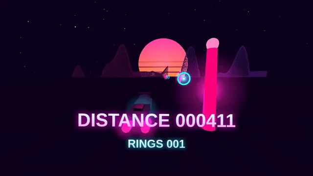 DeepSeek V4 Pro, Raw API (one-shot): Synthwave hover-bike racer on a neon grid highway (Three.js)