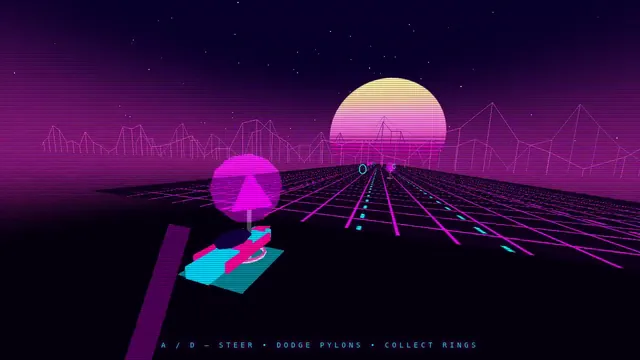 minimax-m3, Raw API (one-shot): Synthwave hover-bike racer on a neon grid highway (Three.js)