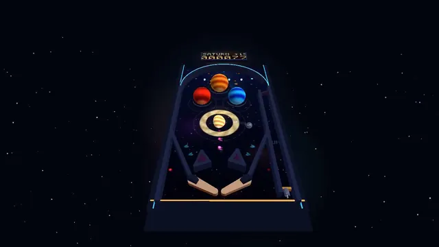 qwen3p8-max, Raw API (one-shot): Outer-space pinball table with planet bumpers (Three.js)
