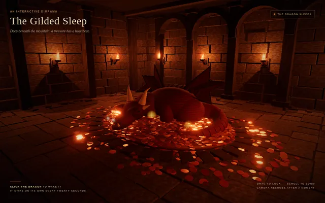 Threejs torchlit dungeon dragon