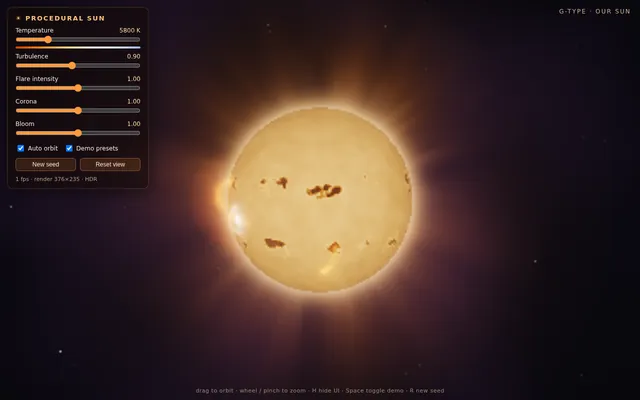 Claude Opus 5.5, Claude Code: Volumetric raymarched sun