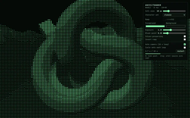 Claude Opus 5.5, Claude Code: Webgpu ascii shader scene